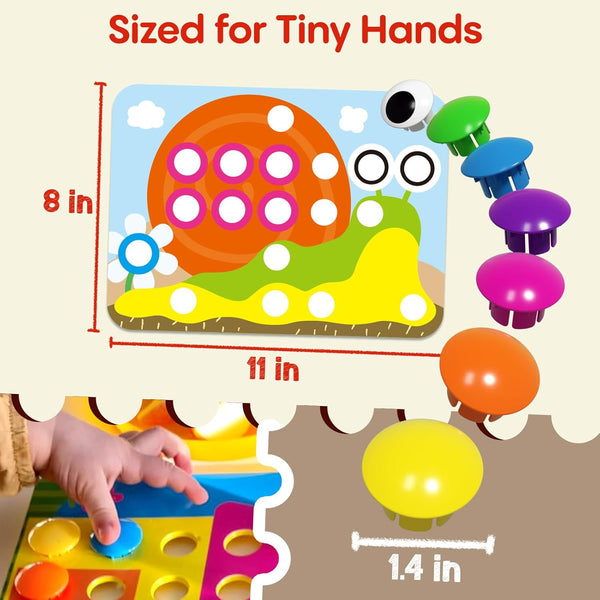 AMOSTING Matching Mosaic Pegboard Ã¢ÂÂ Sensory Early Educational Kids Activity, Gifts for Toddlers