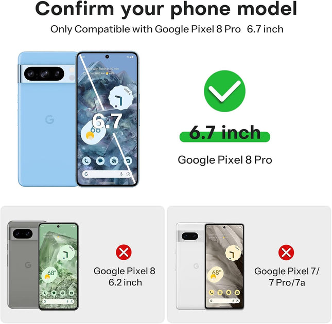 OMOTON for Pixel 8 Pro Screen Protector, 3 Pack for Pixel 8 Pro Tempered Glass, 3 Camera Lens Protector, Fingerprint Sen