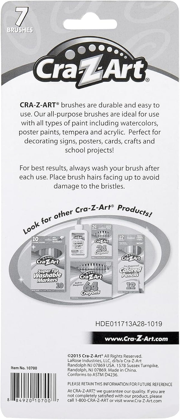 Cra-Z-Art Artist Brushes, Assorted Sizes Blist Carded, 7 Count