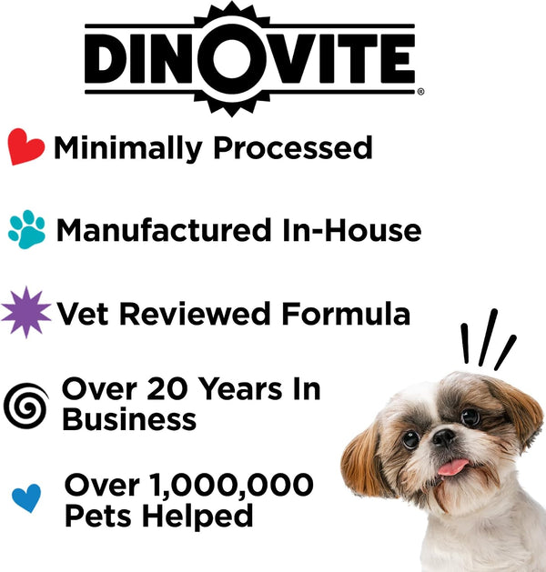 Dinovite Probiotics for Small Dogs, Probiotic Food Topper, 30 Servings | Probiotic Powder Food Topper, Omega-3 Fatty Acids, Digestive Health
