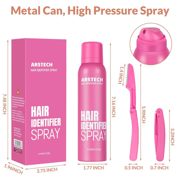 Hair Identifier Spray for Face Shaving Dermaplaning Tool Skin Body Dermaplaning Spray for Women with 4 Face Razor for Face Shaver Hair Removal Kit