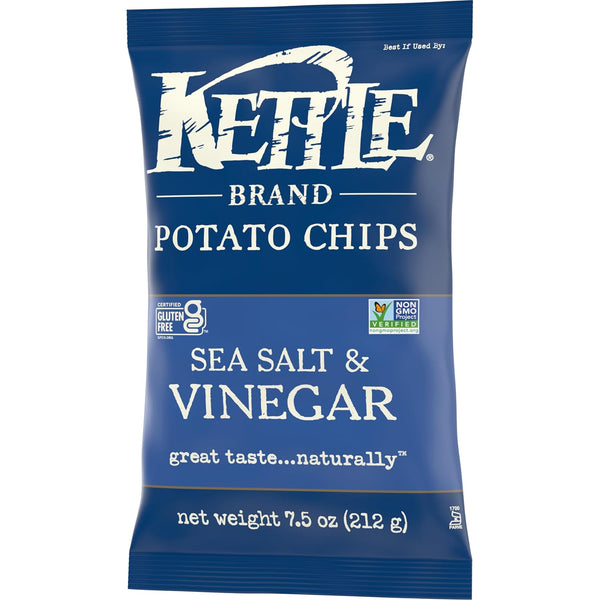 Kettle Brand Sea Salt and Vinegar Potato Chips, 7.5 Oz Sea Salt and Vinegar 7.5 Ounce (Pack of 1)