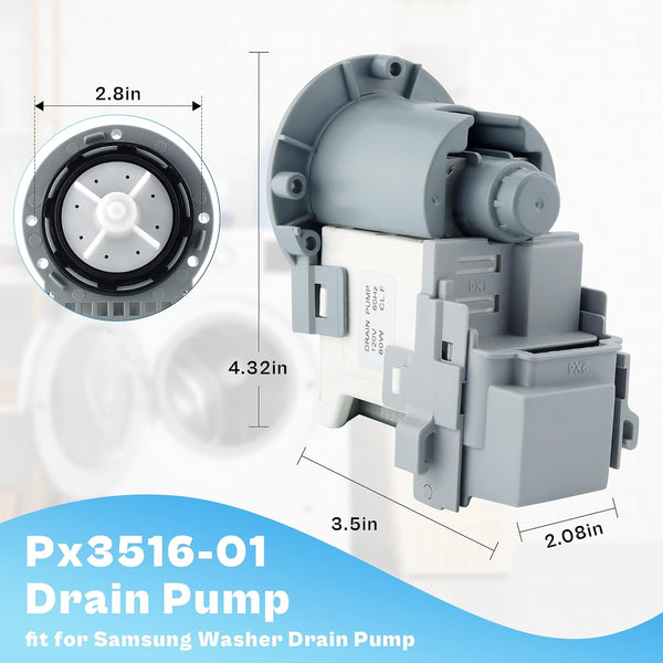 DC97-20621A Washer Drain Pump Motor fit for Samsung OEM Vrt Washer Drain Pump DC31-00178A PX3516-01 DC3100187A DC97-19289F DC97-19280F DC31-00178D