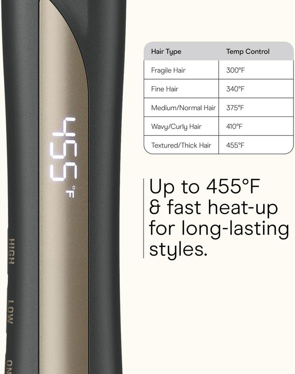 Infiniti PRO CONAIR Tourmaline Ceramic 1-Inch Flat Iron Digital Hair Straightener, 1-Inch Flat Iron to Straighten or Curl, 5 Heat Settings, for