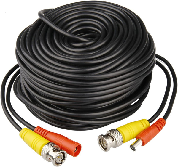 4 Pack 30M/100ft All-in-One BNC Video Power Cables, Extension Surveillance Camera Cables for CCTV Security DVR System Installation, Free 8pcs BNC