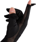IPENNY Women Summer UPF 50+ UV Sun Protection Gloves 2 Fingers Flip Mesh Cooling Breathable Touchscreen Anti Slip Mittens Black