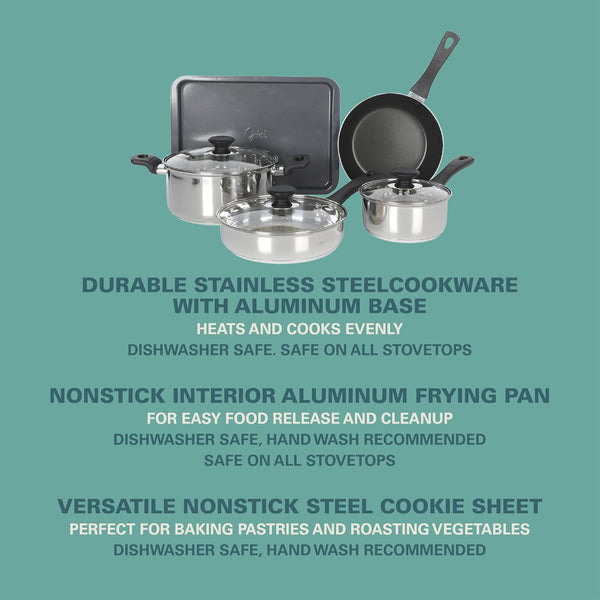 Gibson Home 74 Piece Kitchen in a Box Pots and Pans Cookware, Plates and Bowls Dinnerware, Cutlery Knife Block, Flatware Utensils, Tools &