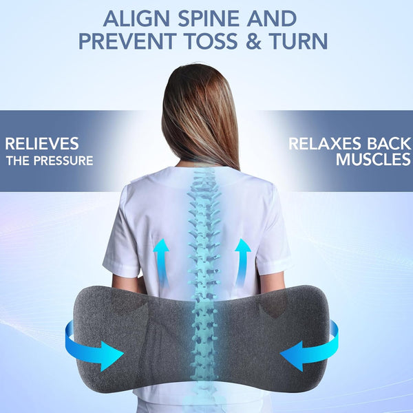 Hapiclody Lumbar Support Pillow for Sleeping Memory Foam Lumbar Pillow for Lower Back Pain Relief Back Support Pillow for Side,Back and Stomach