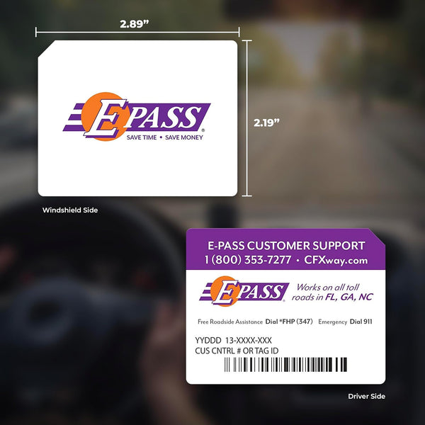 Electronic Toll Sticker by E-PASS; Prepaid Toll Program, Works on All Toll Roads in FL, GA, NC