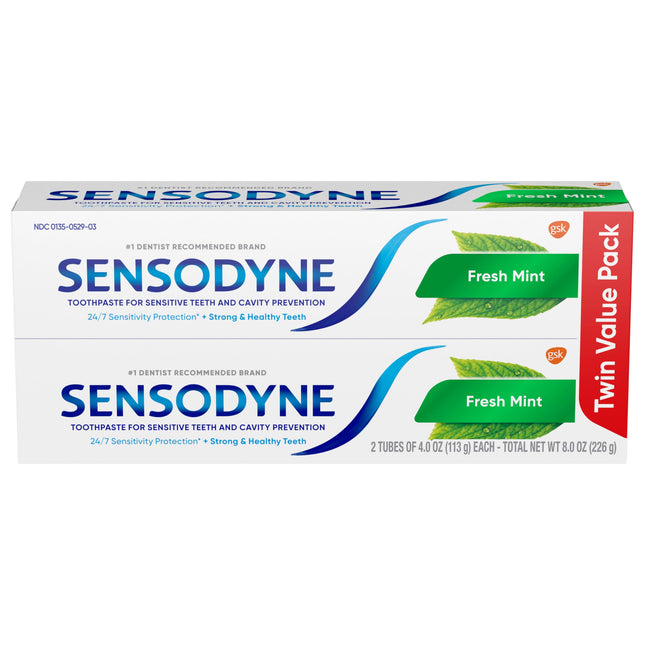 Sensodyne Fresh Mint Sensitive Toothpaste, ADA Accepted Toothpaste for Cavity Prevention and Sensitive Teeth Treatment -