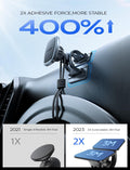 LISEN Magnetic Car Phone Mount for iPhone and Android with 6 Magnets and Adjustable Arch Design, Black