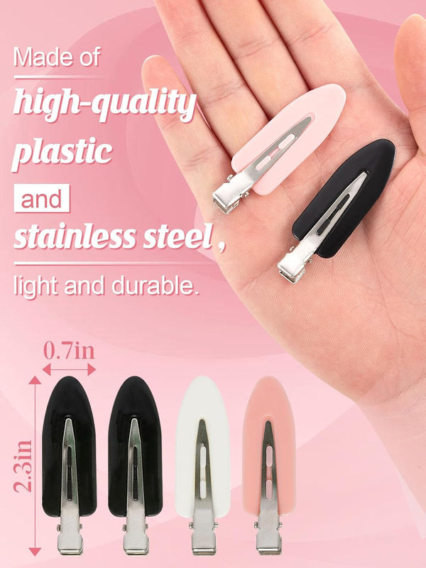 8Pcs Creaseless Hair Clips for Women Styling, 4 Black, 2 White, 2 Pink | MADHOLLY No Crease No Bend, Alligator Flat Hair Barrettes for Fixing