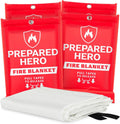 Prepared Hero Emergency Fire Blanket - 4 Pack - Fire Suppression for Kitchen, 39” x 39” Fiberglass Fire Blanket for Home 4-pack Red