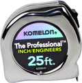 Komelon 425IEHV High-Visibility Professional Tape Measure Bother Inch and Engineer Scale Printed 25-Feet by 1-Inch, Chrome 7.6 m Tape Measure