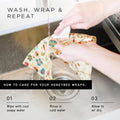 Honeybee Beeswax Wraps - Banksia Pattern Beeswax Roll -Certified Organic Cotton Beeswax Wrap - Reusable Beeswax Wrap for Food - Plastic Wrap &