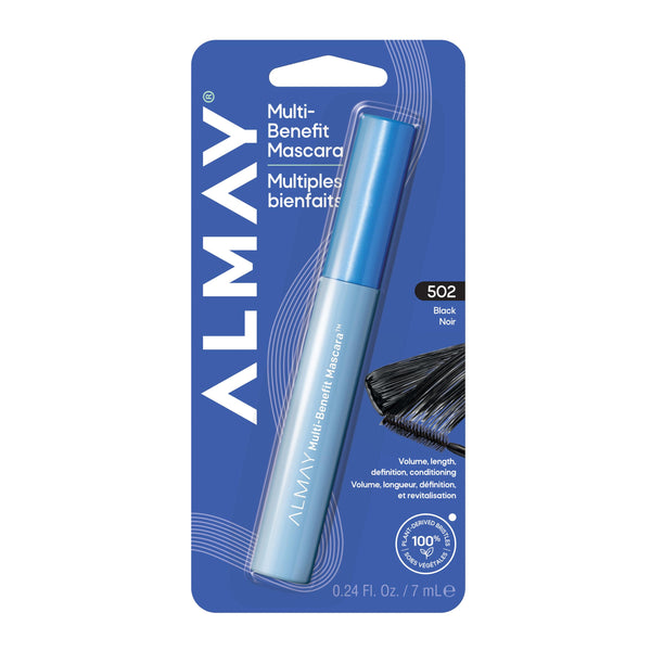 Almay Multi-Benefit Mascara, Volumizing + Lengthening, Hypoallergenic, 502 Black 502 Black 0.24 Fl Oz (Pack of 1)