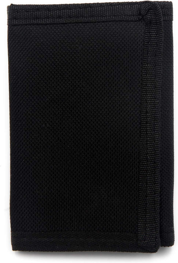 AI-DEE RFID Trifold Canvas Outdoor Sports Wallet for Kids - Front Pocket Wallet with Magic Sticker Black