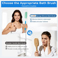 15.35" Back Bath Brush with Sponge,Back Scrubber Bath Mesh with Curved Long Handle Bath Body Brush for Elderly Aid Bathing and Shower Black+Pink