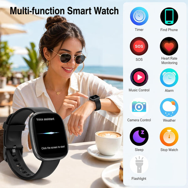 Fitness Tracker Watch with Heart Rate, Activity Tracker, Pedometer Watch Black