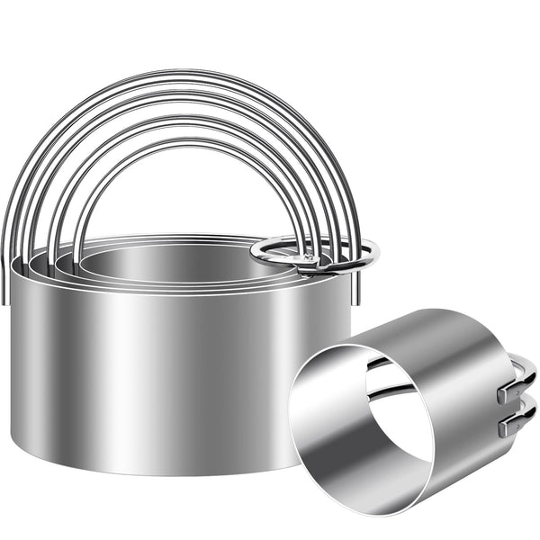 ALLTOP 5 Pieces Circle Biscuit Cutter,Professional Stainless Steel Round Cookie Cutters Tool with Ring Handle for Baking Pastry Doughnut 1
