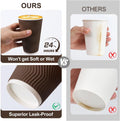 16 oz Insulated Disposable Paper Coffee Cups with Lids 50 Pack | Triple Ripple Wall Reduces Heat Transfer, Brown To Go Coffee Cup For Hot