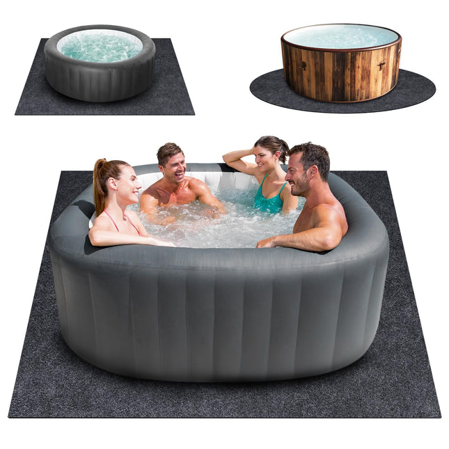 80 * 80 Inch Hot Tub Mat, Extra Large Inflatable Hot Tub Pad Outdoor Indoor, Waterproof Slip-Proof Backing, Absorbent Sp