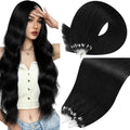 Moresoo Microlink Hair Extensions Human Hair Jet Black Micro Link Hair Extensions Human 18 Inch Hair Microbead Extensions Real Human Hair Black