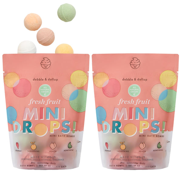 Dabble & Dollop Bath Bombs, 100% Natural Droplets for Kids, Original Scents - USA Made, Moisturizing & Fun Droplets, Paraben & Sulfate Free,