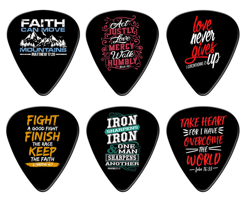 12 Bible Verse Christian Guitar Picks - Worship, Learn to Play, Gift, Bible Quote, Cross Guitar Picks