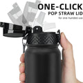 Fanhaw 20 Oz Kids Insulated Stainless Steel Water Bottle with Straw Lid, Leakproof & Anti-Dust Everyday Use Bottle for School, Women & Men, Back