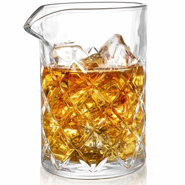 Tebery Seamless Crystal Cocktail Mixing Glass for Stirring Drinks, 16Oz Thick Bo