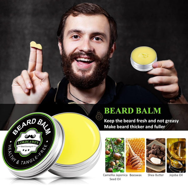 Beard Kit for Men Fathers Day Dad Gifts with Beard Wash, Beard Conditioner, Beard Oil, Beard Balm, Brush, Comb, Scissors, Storage Bag, Gifts for