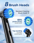 Rotating Electric Toothbrush for Adults with 8 Brush Heads, Sensitive Gum Care Electric Toothbrush with 3 Modes and 2 Min Smart Timer,