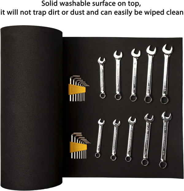 CASOMAN Professional Tool Box Liner and Drawer Liner - 16 inch(Wide) x 16 feet (Long), Non-Slip, Black 16"W x 192"L