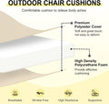 downluxe Outdoor Chair Cushions Set of 4 for Patio Furniture, Water-Resistant Patio Chair Cushions with Ties, High Density Foam Outdoor Seat