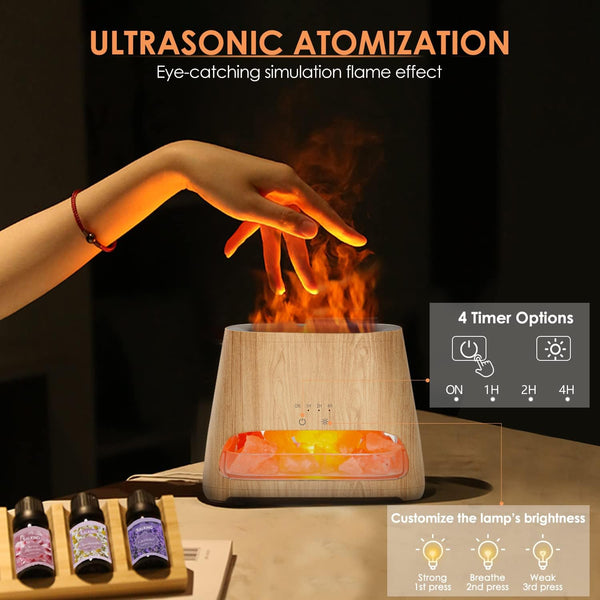SALKING 2-In-1 Ultrasonic Essential Oil Diffuser & Himalayan Salt Lamp, Aromatherapy Diffuser Cool Mist Humidifier with Auto off Function, 100%