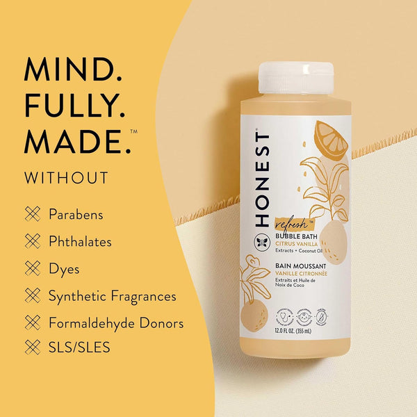 The Honest Company Bubble Bath, Tear-Free, Citrus Vanilla Refresh, 12 fl oz Citrus Vanilla Refresh 12 Fl Oz (Pack of 1)