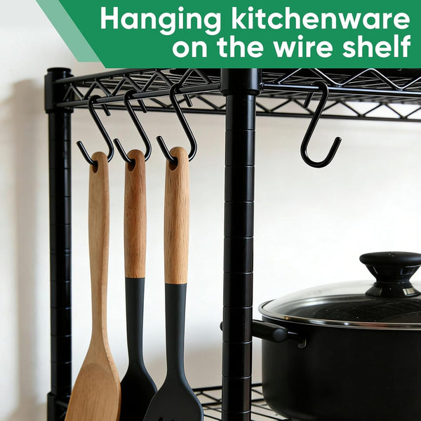 ESFUN 24 Pack 3 inch Heavy Duty S Hooks Pan Pot Holder Rack Hooks Hanging Hangers S Shaped Hooks for Kitchenware Pots Utensils Clothes Bags Towels