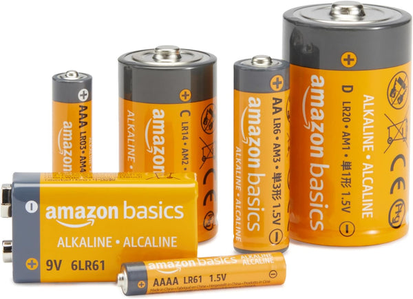 Amazon Basics 8-Pack 9V Long-Lasting Alkaline Batteries for Smoke Detector, Electronics & Audio, Reliable, 5-Year Shelf Life