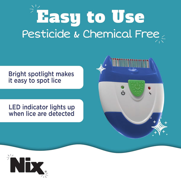 Nix Electronic Lice Comb, Instantly Kills Lice & Eggs and Removes from Hair