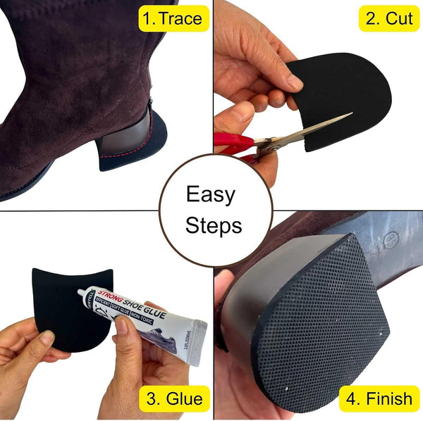 Shoe Heel Repair Rubber Pads Extra Large, 4mm (5/32 Inch) Thick, Anti-Slip Boot Heel Replacements for Men’s & Women’s Shoes – 2 Pairs