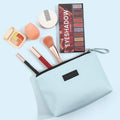 MAANGE Cosmetic Bags for Women Small Makeup Bag for Purse Pu Leather Makeup Pouch Travel Makeup Bag with Zipper Make Up Bag for Travelling Blue