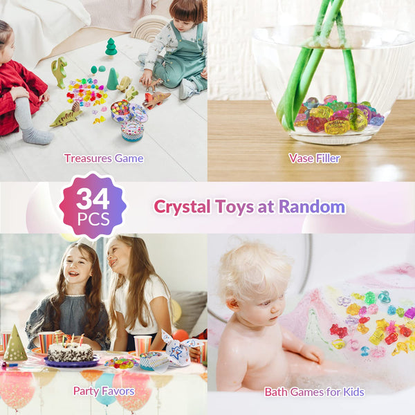 34 + 6 Bath Bombs with Crystal Toys Inside for Kids, 34PCS Organic Surprise Bath Bomb Gift Set for Christmas, Birthday, Easter, Natural Fizzy Bath