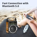 Portable AM FM Radio, Bluetooth 5.0 Radios 5 Watts Loud Speaker,Fm Radio Built-In Rechargeable Battery/Dc D*4 Cell Battery Operated & AC Power