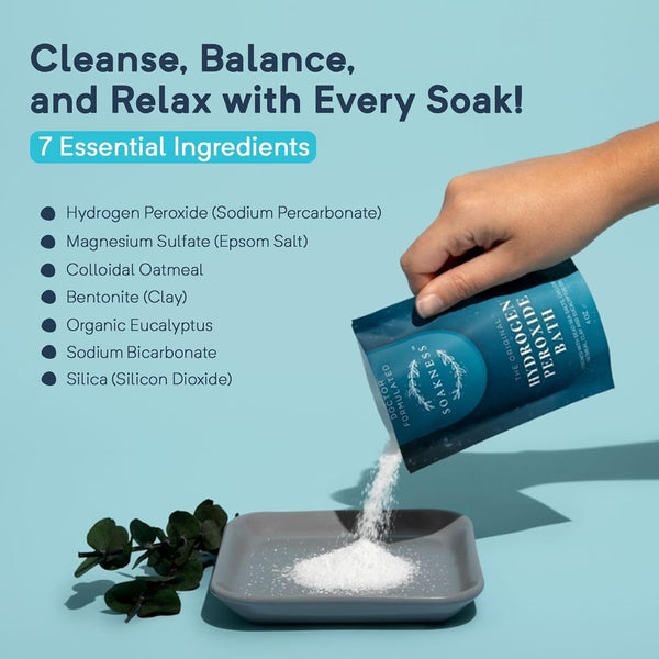 Hydrogen Peroxide Epsom Salt Bath Soak - USA-Made – Patented Bath Salts, Muscle Recovery, & Skin Detoxification – Magnesium Salts for Bathing -