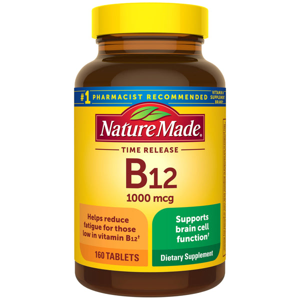 Nature Made Vitamin B12 1000 mcg Time Release Tablets, 160 Tablets 160 Count (Pack of 1)