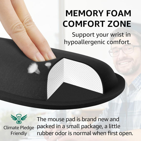 KTRIO Keyboard Wrist Rest & Mouse Pad with Wrist Rest, Black Black Keyboard Rest + Large Mouse Rest
