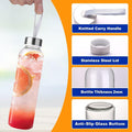 3 Packs Glass Water Bottles with Lid, Clear, 17oz | Reusable Juice Bottle with Stainless Steel Cap, Glass Cup Liquid Storage Containers for