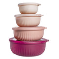 COOK WITH COLOR Prep Bowls with Lids- Wide and Deep Nesting Plastic Small Mixing Bowl Set with Lids, 8 Piece Set - Wide Bowls, Rose Rose 8 Piece