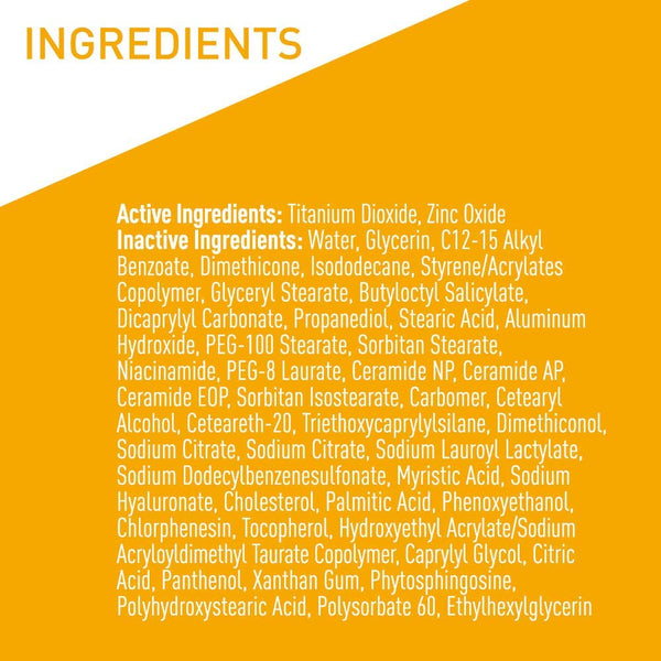 Cerave 100% Mineral Sunscreen SPF 50, Face Sunscreen with Zinc Oxide & Titanium Dioxide, Hyaluronic Acid + Niacinamide + Ceramides, Oil Free,